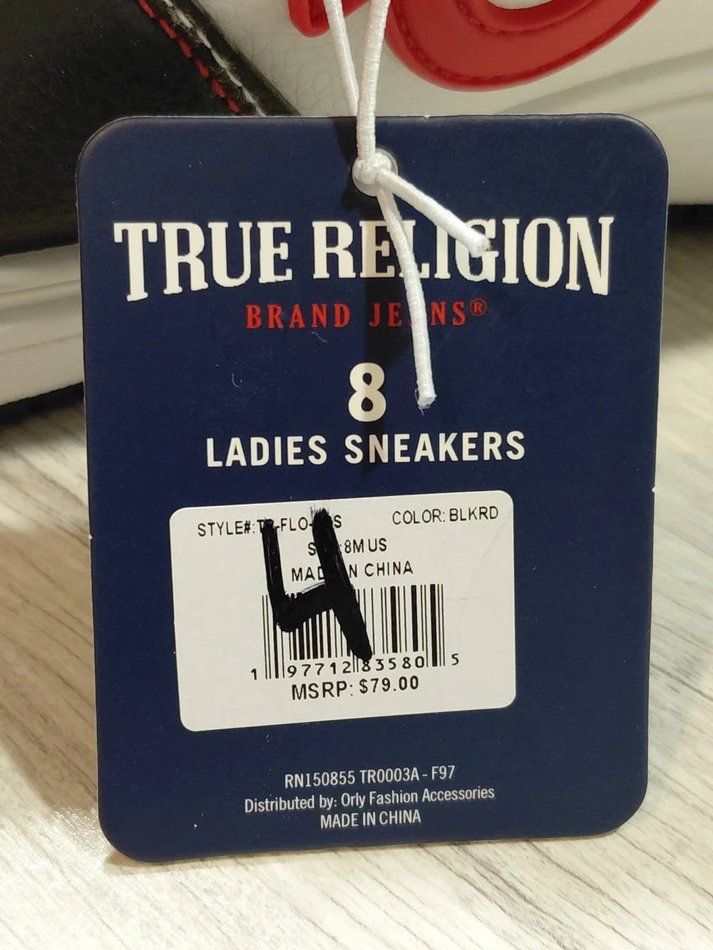 NEW True Religion Womens Arthur Court Low-Top Sneakers in White, Black & Red W8